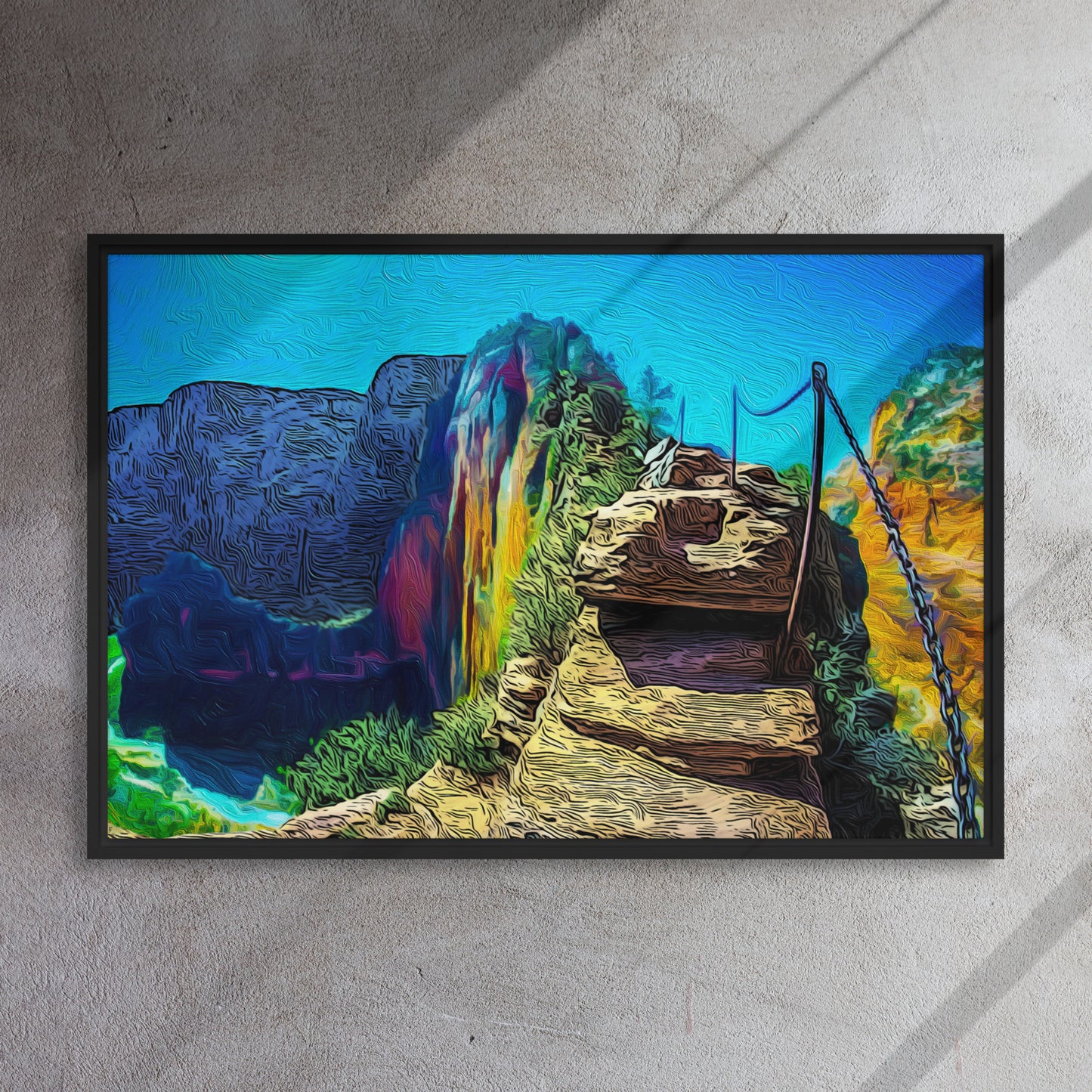 Stairway to Angels Landing, Zion, Utah - Framed Canvas Print