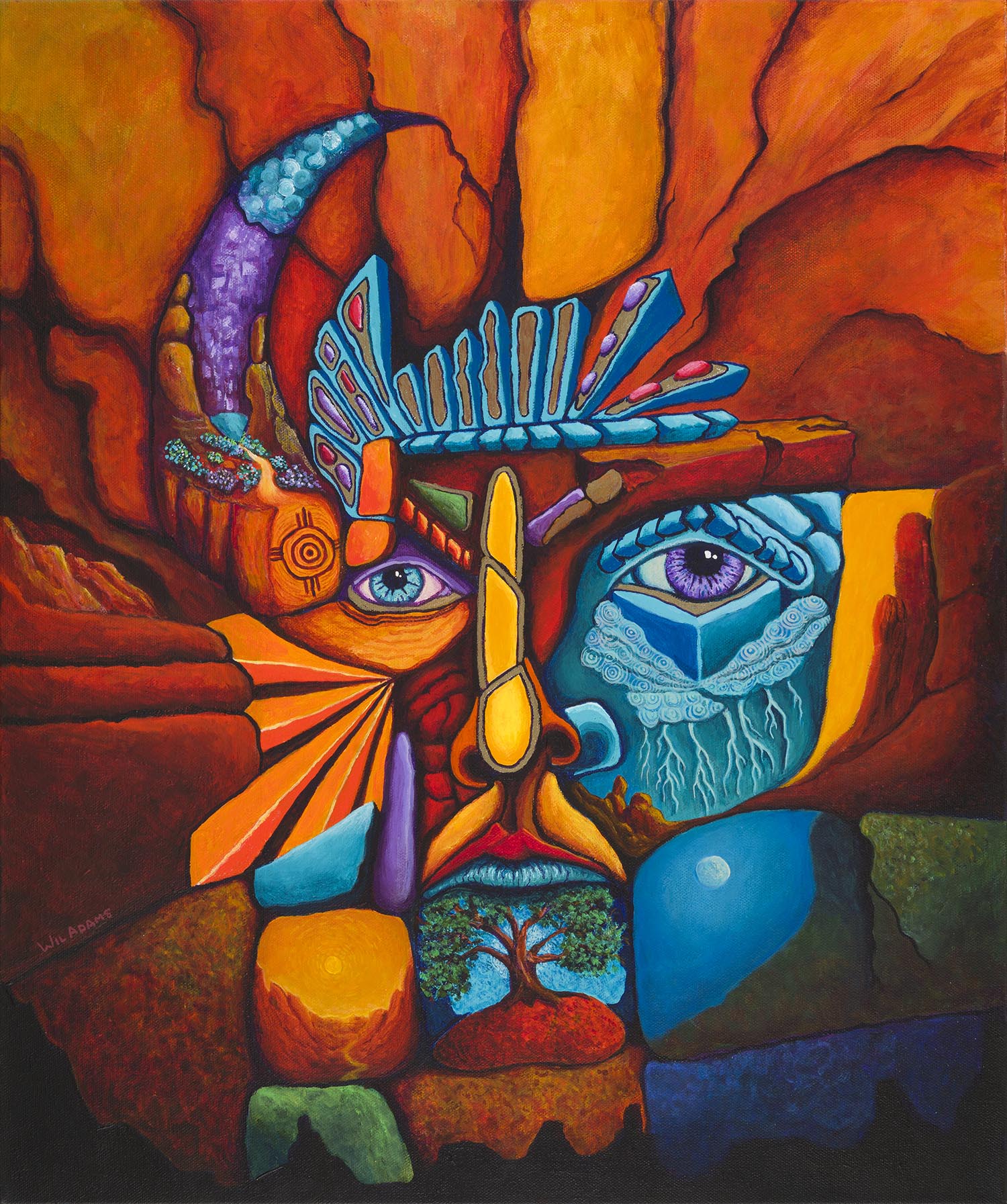 Old Soul Print- Pareidolia Cubist Wall Art