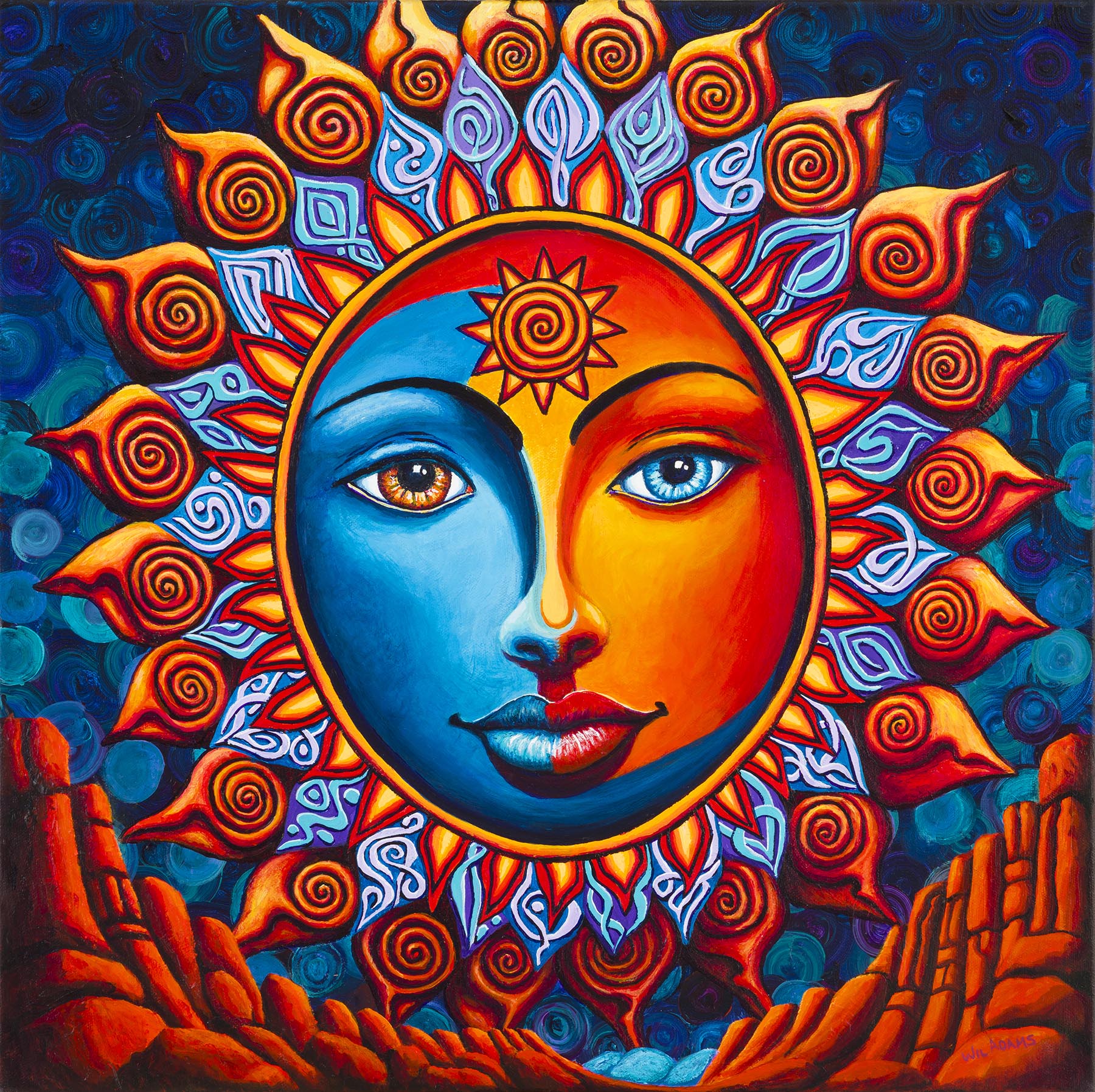 Discover Oracle of Radiance by Wil Adams—a soulful, feminine piece in the Desert Vibe Series celebrating vulnerability, inner beauty, and radiant strength.