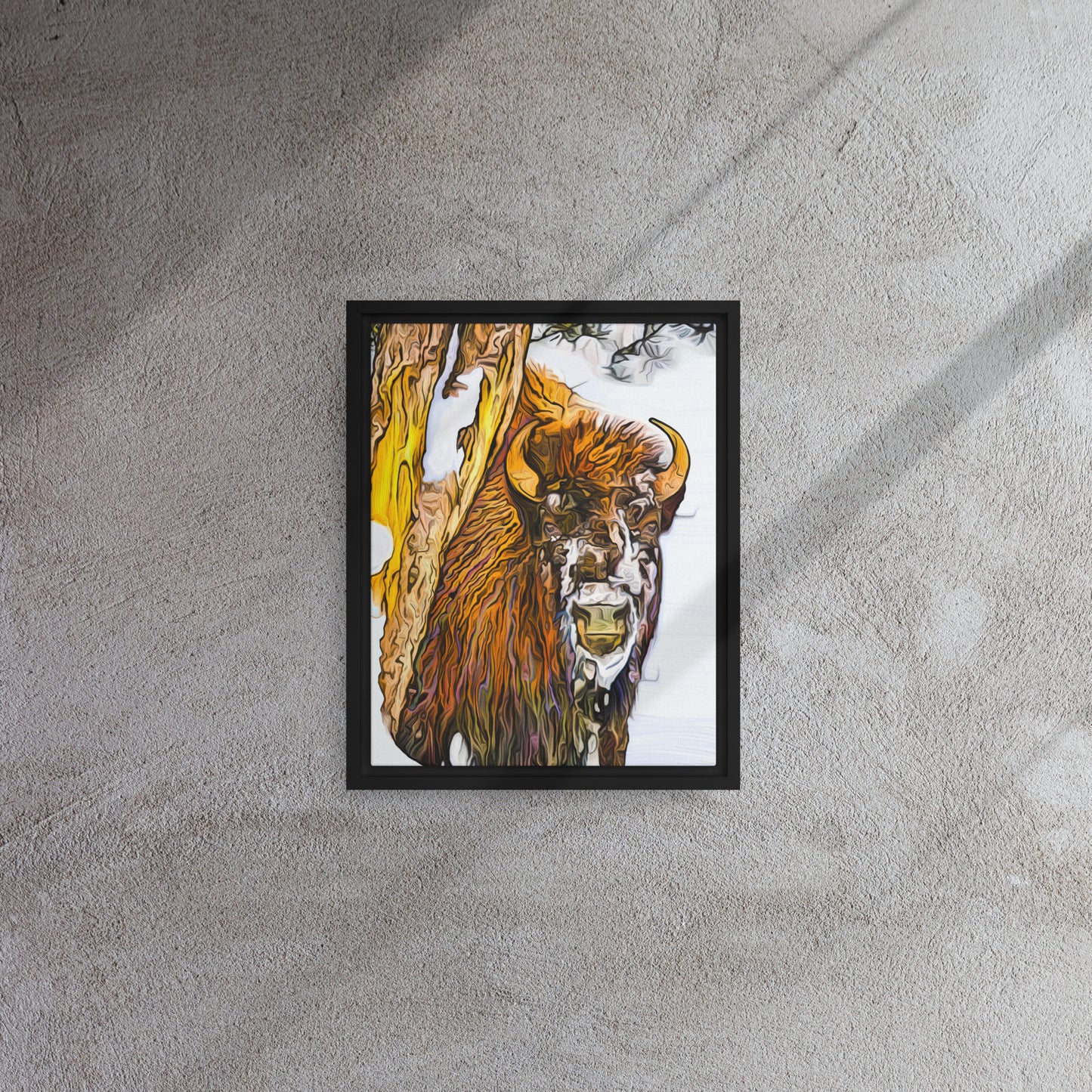 Brilliant Bison - Framed Canvas Print