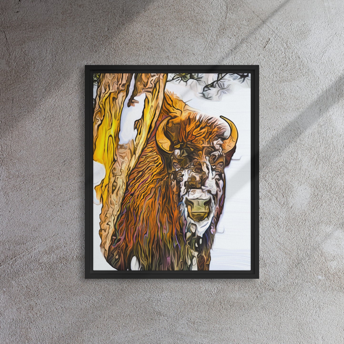 Brilliant Bison - Framed Canvas Print