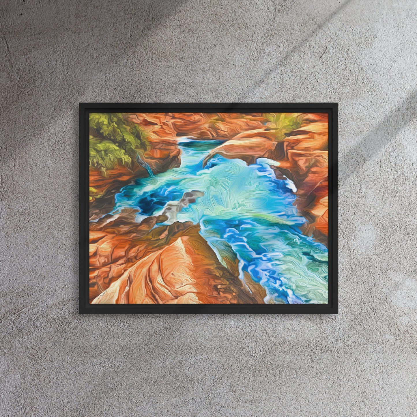 Gunlock Spillway - Framed Canvas Print