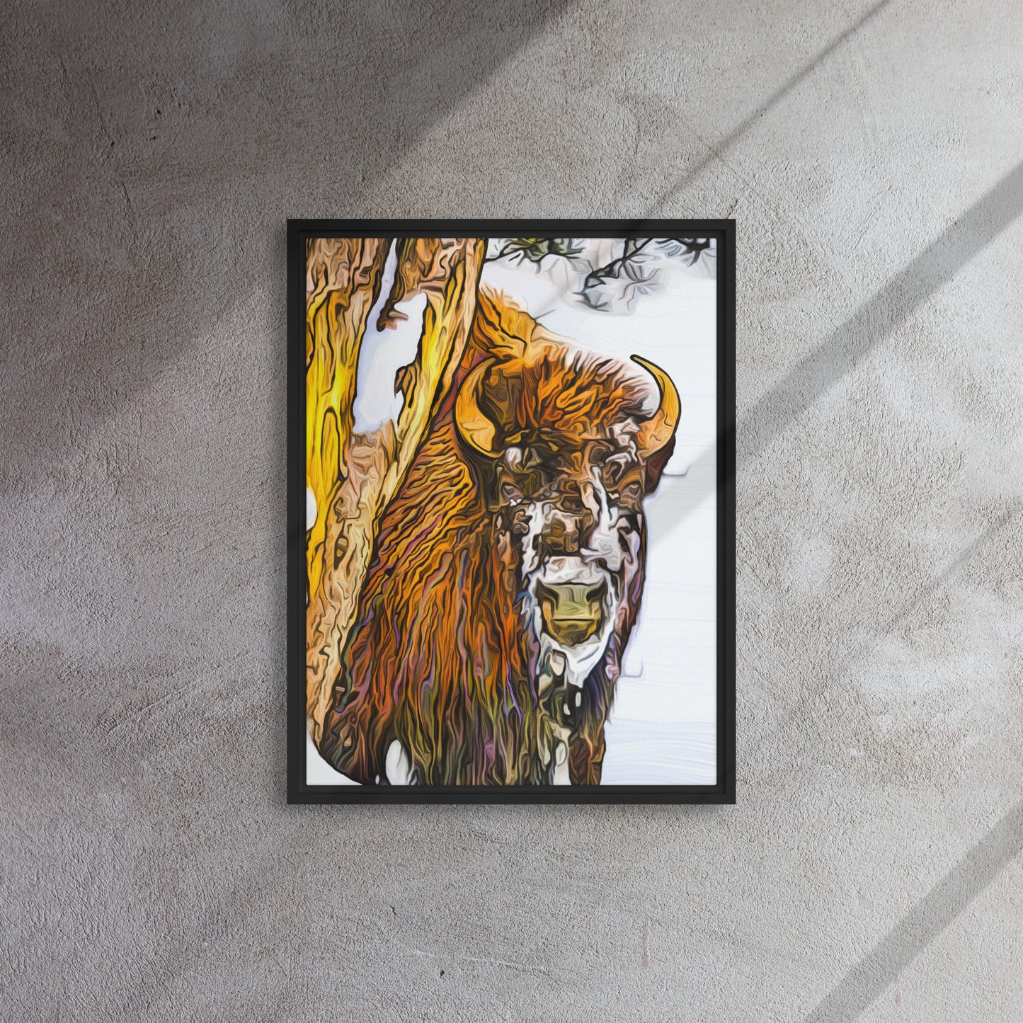 Brilliant Bison - Framed Canvas Print