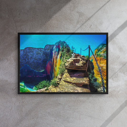 Stairway to Angels Landing, Zion, Utah - Framed Canvas Print