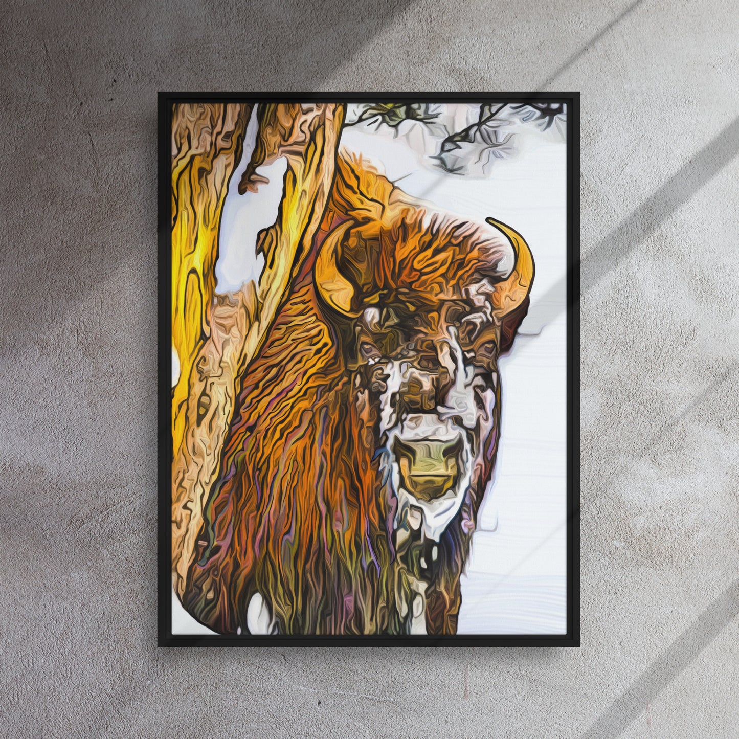 Brilliant Bison - Framed Canvas Print