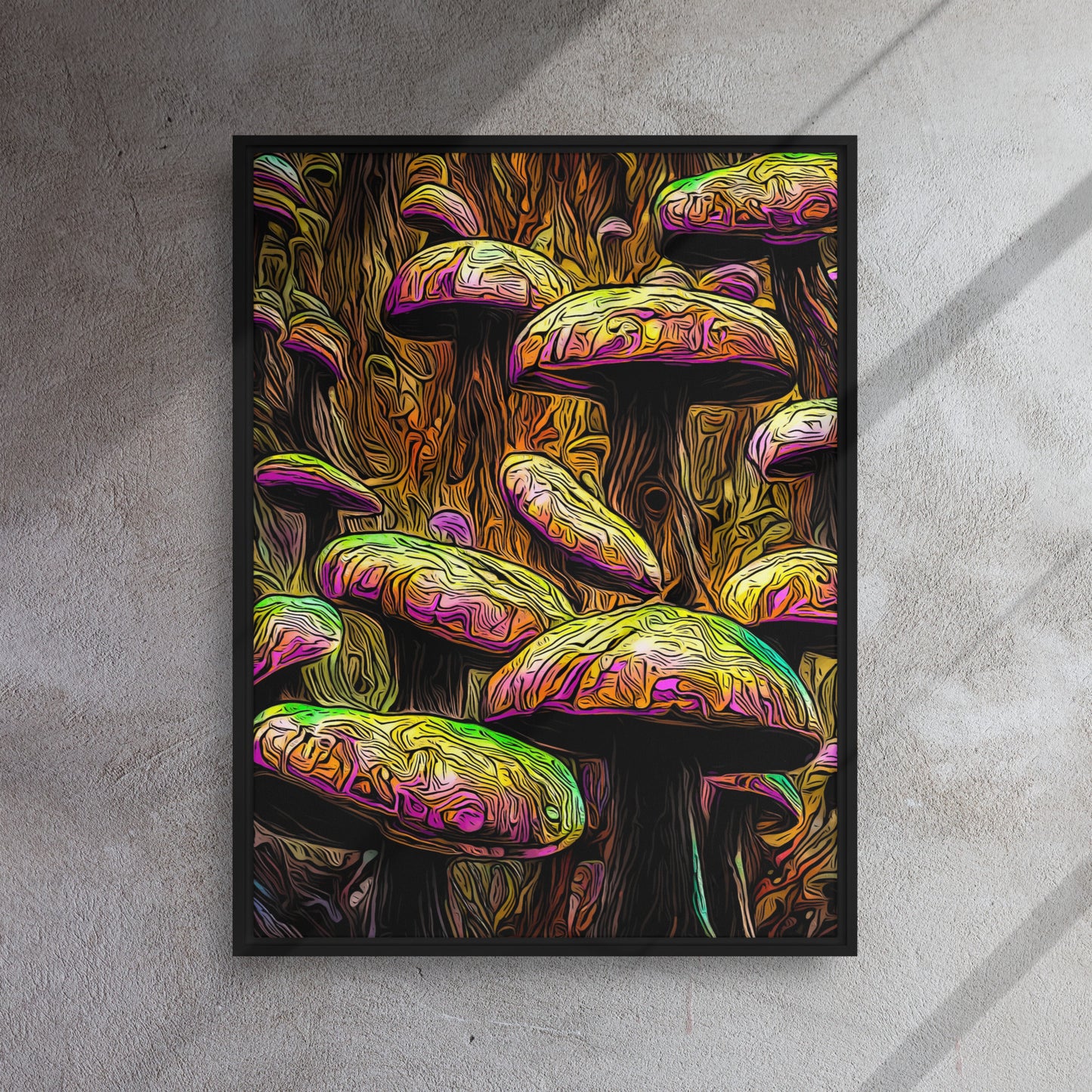 Chromatic Caps - Framed Canvas Print