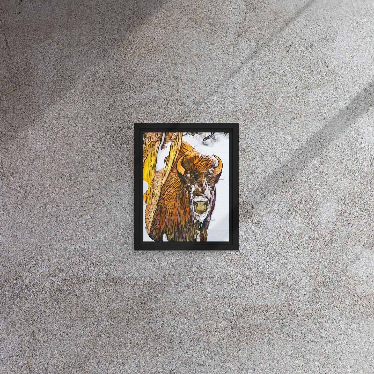 Brilliant Bison - Framed Canvas Print